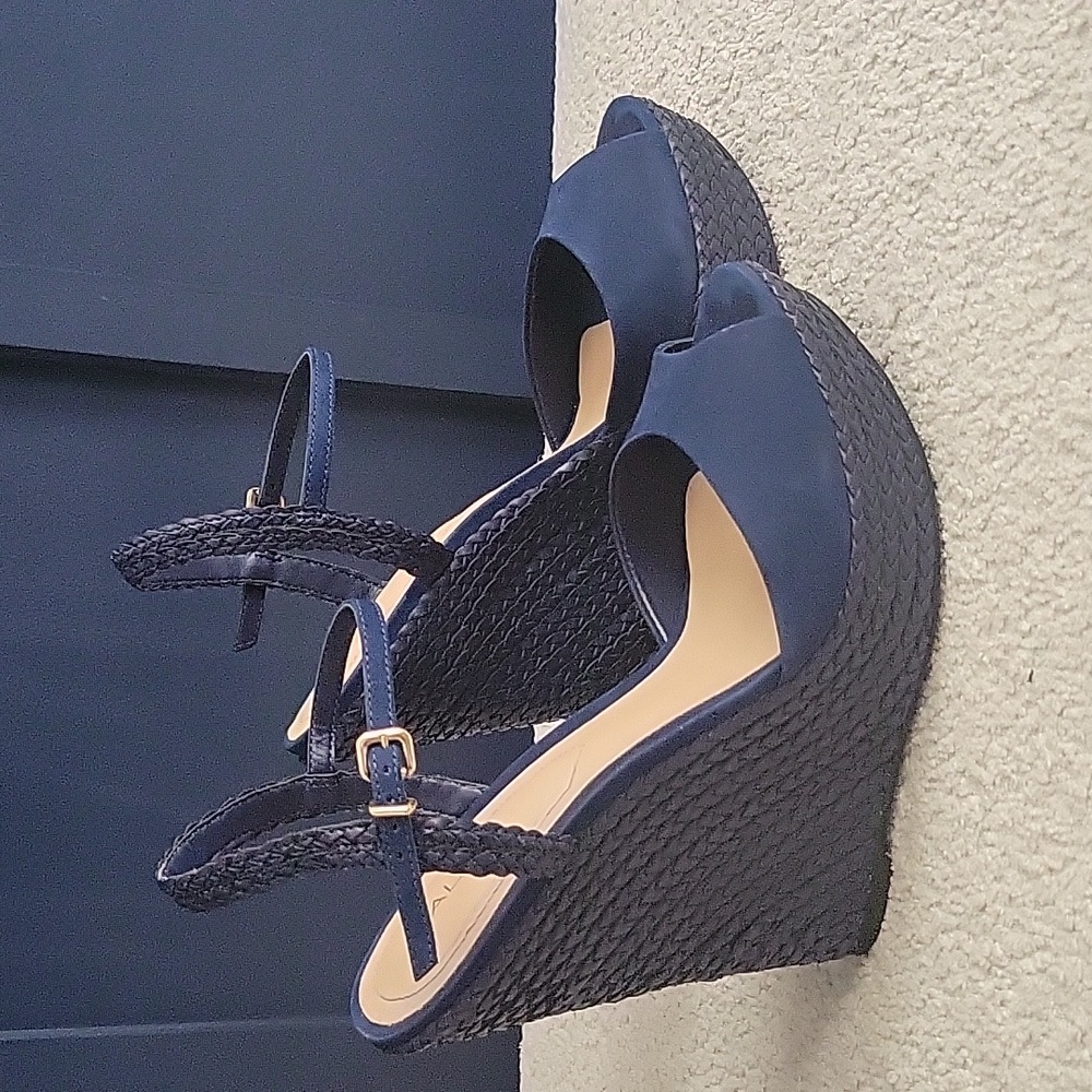 ALDO Blue Suede Wedge Sandles sz 9